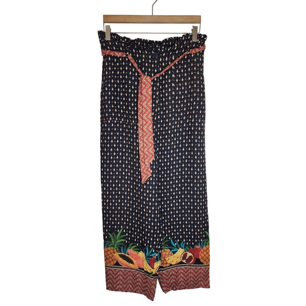 Farm Rio Anthropologie Paperbag Pants Women's Medium Fruit Cropped‎ Waisted Belt